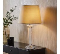 Valuelights Davenport Modern Clear Genuine K9 Crystal Base Table Lamp With Beige Shade