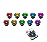 MiniSun | 40mm Colour Changing LED Round Decking/Kitchen Plinth Lights Kit | Decking & Patio Lighting, Home Décor & Improvement Essential | Pack of 10 | Includes Remote Control