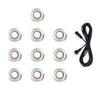 MiniSun | 40mm Warm White LED Round Decking/Kitchen Plinth Lights Kit | Decking & Patio Lighting, Home Décor & Improvement Essential | Pack of 10 | Includes 3M Extension Cable