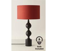 Valuelights Declan Candlestick Table Lamp With Fabric Drum Lamp Shade And Bulb In Light Red Light Red