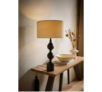 ValueLights Declan Candlestick Table Lamp with Fabric Drum Lamp Shade & Bulb in Natural ValueLights Natural