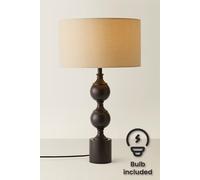Valuelights Declan Candlestick Table Lamp With Natural Drum Shade And Bulb