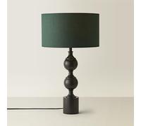 Metal Candlestick Table Lamp with Fabric Shade Green