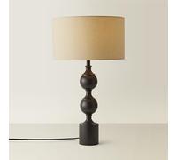 ValueLights Declan Candlestick Metal Ball Table Lamp with Fabric Drum Lamp Shade in Natural ValueLights Natural