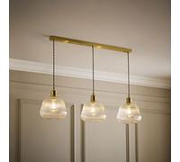 ValueLights Delora Ribbed Bell Glass Shade 3 Drop Bar Diner Ceiling Pendant Light in Gold ValueLights Gold