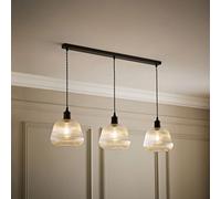 ValueLights Delora Ribbed Bell Glass Shade 3 Drop Bar Diner Ceiling Pendant Light in Black ValueLights Black