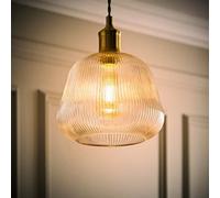 ValueLights Delora Ribbed Bell Glass Easy Fit Ceiling Lamp Shade with Bulb in Clear ValueLights Clear