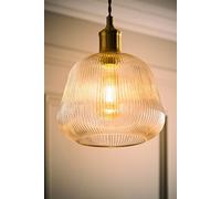 Valuelights Delora Ribbed Bell Glass Easy Fit Ceiling Lamp Shade With Bulb In Clear Clear