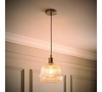 ValueLights Delora Ribbed Bell Glass Shade Single Ceiling Pendant Light & Bulb in Silver ValueLights Silver