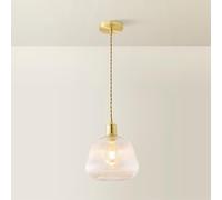 ValueLights | Delora Ribbed Bell Glass Shade Single Brushed Gold Ceiling Light | Mains Wired