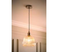 ValueLights Delora Ribbed Bell Glass Shade Single Ceiling Pendant Light & Bulb in Silver ValueLights Silver