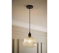 ValueLights Delora Ribbed Bell Glass Shade Single Ceiling Pendant Light in Black ValueLights Black