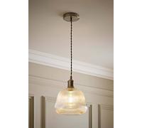 ValueLights Delora Ribbed Bell Glass Shade Single Ceiling Pendant Light in Silver ValueLights Silver