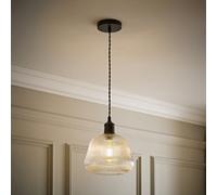ValueLights Delora Ribbed Bell Glass Shade Single Ceiling Pendant Light in Black ValueLights Black