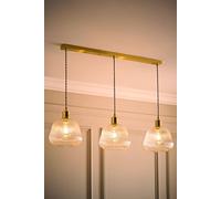ValueLights Delora Ribbed Glass Shade 3 Drop Diner Ceiling Pendant Light & Bulbs in Gold ValueLights Gold