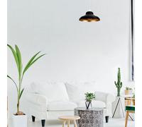 Valuelights Delta Vintage Retro Style Gloss Black And Gold Metal Easy Fit Ceiling Lamp Shade (D)28Cm