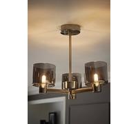 ValueLights Demi Brushed Chrome 3 Arm Smoked Glass Chandelier Style Ceiling Light in Metallic Silver ValueLights Metallic Silver