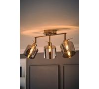 ValueLights Demi Brushed Chrome 3 Bar Smoked Glass Spotlight Ceiling Light & Bulbs in Metallic Silver ValueLights Metallic Silver