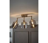 ValueLights Demi Brushed Chrome 3 Bar Smoked Glass Spotlight Ceiling Light in Metallic Silver ValueLights Metallic Silver