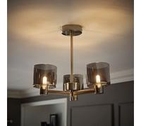 ValueLights Demi Brushed Chrome 3 Arm Smoked Glass Chandelier Style Ceiling Light in Metallic Silver ValueLights Metallic Silver
