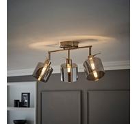 ValueLights Demi Brushed Chrome 3 Bar Smoked Glass Spotlight Ceiling Light in Metallic Silver ValueLights Metallic Silver