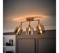 ValueLights Demi Brushed Chrome 3 Bar Smoked Glass Spotlight Ceiling Light & Bulbs in Metallic Silver ValueLights Metallic Silver