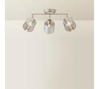 ValueLights | Demi Brushed Chrome and Smoked Glass 3 Way Bar Ceiling Spotlight and Bulbs | Ceiling Light, Home Décor & Improvement Essential | Bulb Included