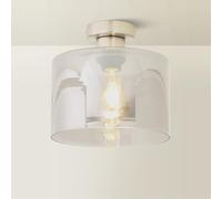 ValueLights | Demi Brushed Chrome and Smoked Glass Flush Ceiling Light | Ceiling Light, Home Décor & Improvement Essential