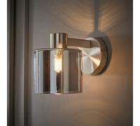 Valuelights Demi Brushed Chrome And Smoked Glass Wall Light