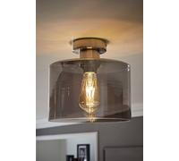 ValueLights Demi Brushed Chrome with Smoked Glass Shade Flush Ceiling Light in Metallic Silver ValueLights Metallic Silver