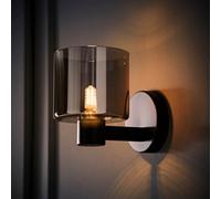ValueLights Demi Smoked Glass Cup Wall Light with Bulb in Black ValueLights Black