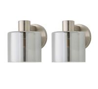 ValueLights Demi Pair of Smoked Glass Cup Wall Lights in Metallic Silver ValueLights Metallic Silver