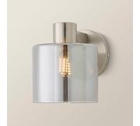ValueLights Demi Pair of Smoked Glass Cup Wall Lights with Bulbs in Metallic Silver ValueLights Metallic Silver