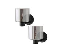 ValueLights Demi Pair of Smoked Glass Cup Wall Lights in Black ValueLights Black