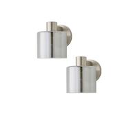 ValueLights Demi Pair of Smoked Glass Cup Wall Lights with Bulbs in Metallic Silver ValueLights Metallic Silver