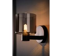 Valuelights Demi Smoked Glass Cup Wall Light With Bulb In Black