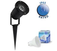 Valuelights Derwent Modern Ground Spike/wall Mount Ip65 Rated Outdoor Light In Black Finish With Led Bulbs