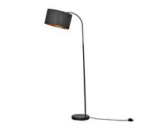 Valuelights Designer Style Black Curved Stem Floor Lamp With Black/gold Drum Shade - Includes 6W Led Gls Bulb 3000K Warm White