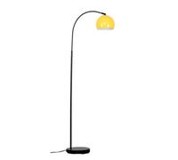 Valuelights Designer Style Black Curved Stem Floor Lamp With Gloss Yellow Metal Dome Light Shade