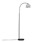 Valuelights Designer Style Black Curved Stem Floor Lamp With Polished Chrome Metal Dome Light Shade