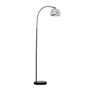 Valuelights Designer Style Black Stem Floor Lamp With Chrome Arco Style Metal Dome Light Shade With Led Gls Bulb In Warm White