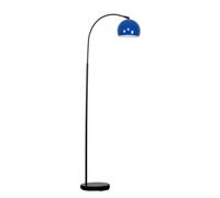 Valuelights Designer Style Black Stem Floor Lamp With Navy Blue Arco Style Metal Dome Light Shade With Led Gls Bulb In Warm White