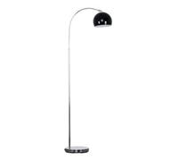 Valuelights Designer Style Chrome Stem Floor Lamp With Black Arco Style Metal Dome Light Shade With Led Gls Bulb In Warm White