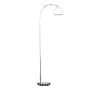 Valuelights Designer Style Chrome Stem Floor Lamp With White Arco Style Metal Dome Light Shade With Led Gls Bulb In Warm White