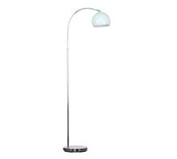 Valuelights Designer Style Polished Chrome Stem Floor Lamp With Pale Blue Metal Dome Light Shade With Led Gls Bulb In Warm White