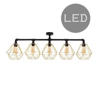 ValueLights Diablo Black & Gold Ceiling Bar with 5 Lights & LED Bulbs ValueLights Black