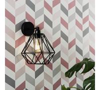 MiniSun | Industrial Steampunk Satin Black Pipework Single Wall Light with a Basket Cage Black Metal Shade | Outdoor Wall Lights, Home Décor & Improvement Essential | Mains Wired