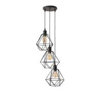 Diablo Geometric 3 Drop Cluster Matte Black Ceiling Pendant Light with Bulbs ValueLights Black One Size