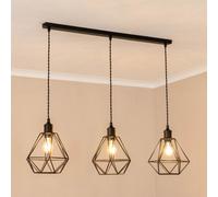 ValueLights Diablo Geometric 3 Drop Bar Matte Black Diner Ceiling Pendant Light with Bulbs ValueLights Black