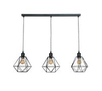 ValueLights Diablo Geometric 3 Drop Diner Bar Matte Black Ceiling LED Pendant Light - Size: 123.5 x 98 x 25cm - Wilko